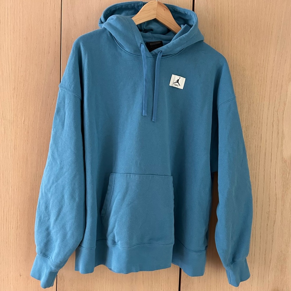 Jordan Flight Oversize Heavyweight Blue Fleece Hoodie Women's M Kangaroo Pocket - Picture 2 of 10